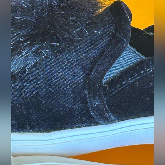 Betsey Johnson Black Velvet Sneakers with Pom Poms - Picture 9 of 11